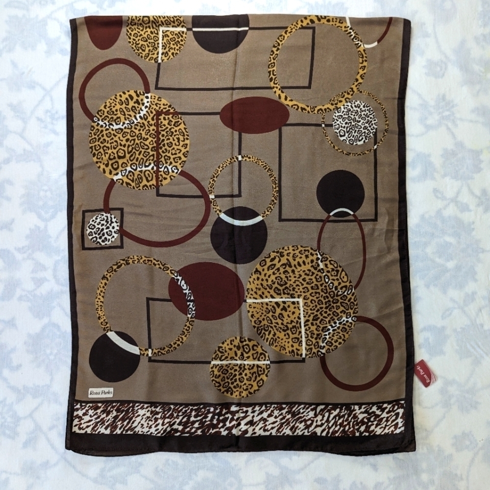 Rosa Parks brown leopard pattern geometric print shawl hijab scarf BNWT